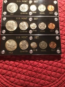 1962 Silver Mint Set + 2 1964 Silver Mint Sets. Beautiful Toning & Luster - Picture 1 of 2
