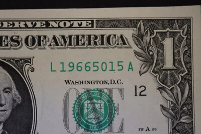ONE DOLLAR FANCY BIRTHDAY/ANNIVERSARY NOTE  MAY 15, 1966 UNC  SN # L 19665015 A - Image 1 of 3