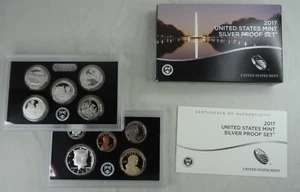 2017-S Silver Proof Set  US Mint 10 Coins 90% Silver w/ Box & COA - Picture 1 of 4