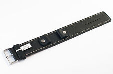 FLUCO (Germany) Riveted Cuff Calfskin Leather Watch Band 20 mm Black "Vigo"