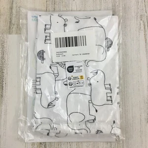 NEW Carters Bodysuit Baby Sz 3 to 6 M White Safari Animals Rhino Elephant Lion - Picture 1 of 4