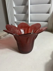 Fenton Mandarin Red Handkerchief Vase 5 inches Tall 7 Mouth 3.25 Base No Mark - Picture 1 of 9