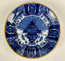 Delft De Klauw- Fine Antique 18th Century Peacock Dish Plate- Signed Rare Small