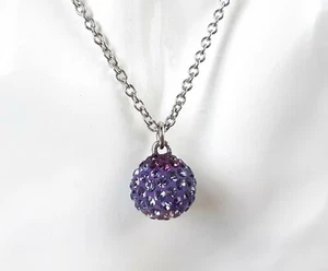 Collana girocollo da donna con pendente ciondolo sfera swarovski viola ametista - Foto 1 di 4