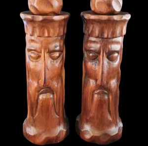 Vintage Slavic Mythology Knights Templar King Medieval Wood Candle Stick Holder - Picture 1 of 24