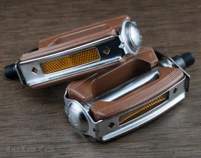 Brown Schwinn Stingray Krate Bicycle PEDALS Vintage Cruiser Bike Lowrider 1/2" - Image 1 of 4