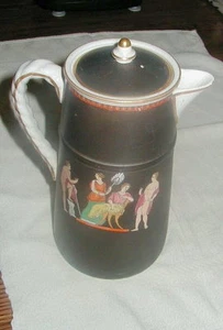 ANTIQUE BATES - WALKER & CO ENGLISH CHOCOLATE POT w HAND PAINTED CLASSICAL  - Picture 1 of 7