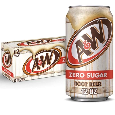 A&W Zero Sugar Root 啤酒苏打水,12 液量盎司罐,12 包 — 第 1/4 张图片