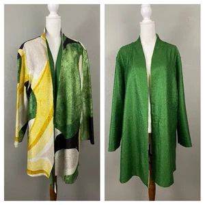 Chicos Reversible Crinkle Jacket Tunic Size 3 Open Front Long Sleeve XL Topper - Picture 1 of 13