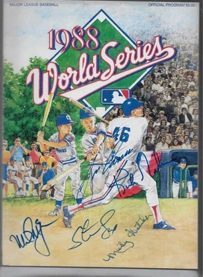 1988 World Series Programs Dodgers Gibson Sax Hatcher McGwire Canseco SIGNED JSA - Image 1 of 2