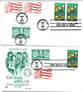 1987 FDC 22ct Honoring the Girls Scouts  #2251 Two Different Covers/Cachets - Picture 1 of 1