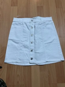 abercrombie fitch Kids Size 15/16 White Denim Knee Length Button Skirt - Picture 1 of 6