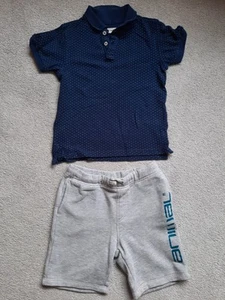 Animal Grey Logo Shorts & H&M Navy Spotted Polo Summer Surf Skate Age 7-8 - Picture 1 of 6