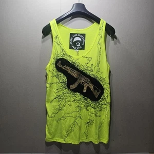 YEAR ZERO LONDON VEST YELLOW EMBROIDED SIZE XL PIT-PIT 48CM - Picture 1 of 13