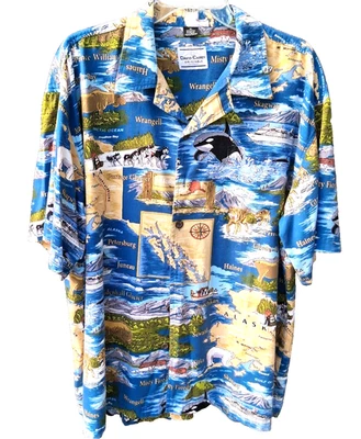 David Carey Originals Alaska Print Shirt Mens Sz XL Hawaiian Button Up Casual - Image 1 of 4