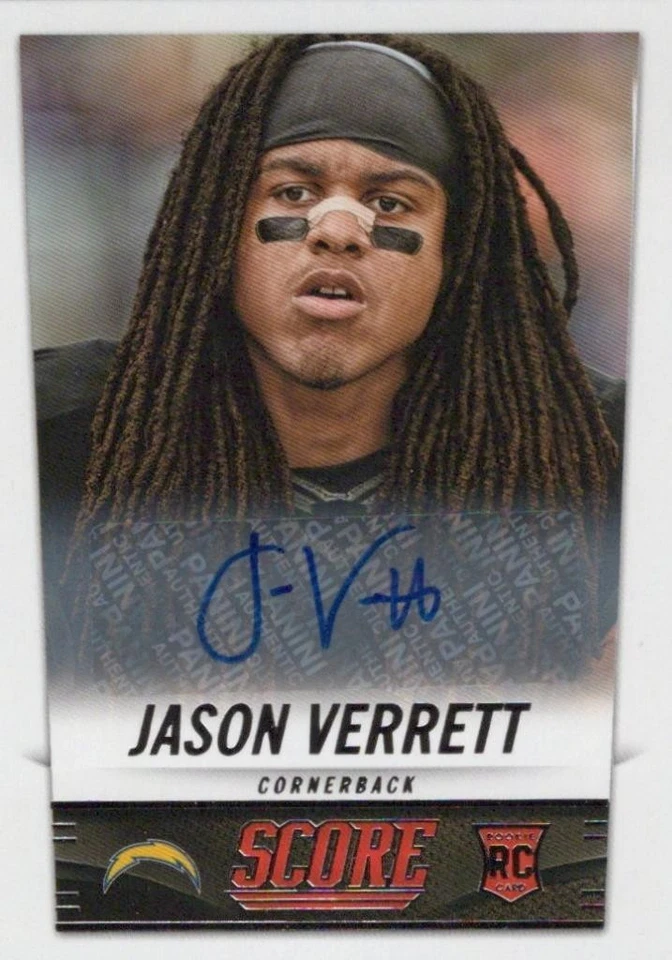 2014 Score Rookie Signatures #381 Jason Verrett Chargers - Image 1 of 1