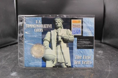 1992s Christopher Columbus Quincentenary Clad Half Dollar, set with stamp. - Image 1 of 4