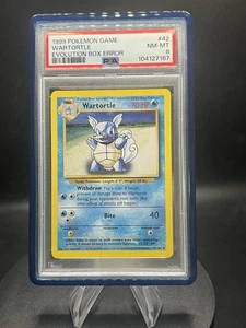 WARTORTLE POKEMON BASE UNLIMITED EVOLUTION BOX ERROR PSA 8 RARE WITH GUARD - Picture 1 of 2