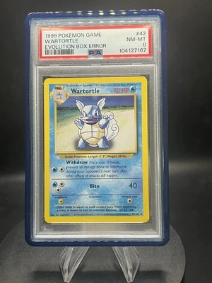 WARTORTLE POKEMON BASE UNLIMITED EVOLUTION BOX ERROR PSA 8 RARE WITH GUARD - Image 1 of 2