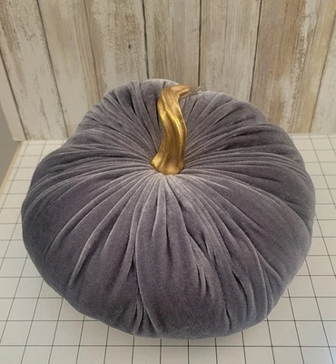 Decorative Soft Plush Velvet Blue  Pumpkin 12" - Image 1 of 4