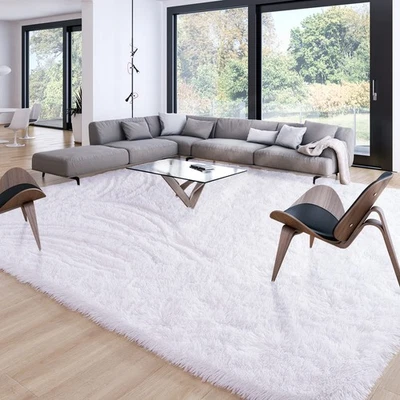Alfombra peluda grande de interior suave moderna para sala de estar dormitorio dormitorio habitación de niños hogar... Foto 1 de 4