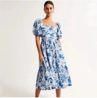 Abercrombie Mujer’s Emerson Costal Azul Blanco Estampado Floral Mezcla Algodón Talla pequeña Foto 1 de 4