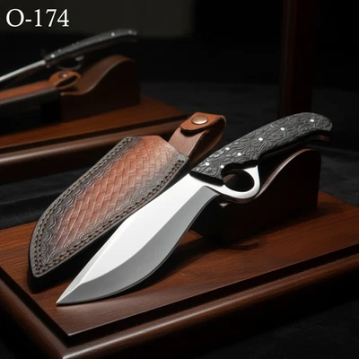 Daga de combate de hoja fija hecha a medida con agujero para el dedo - Regalo de padrinos de boda - O174 Foto 1 de 4