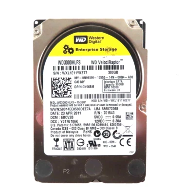 Western Digital VelociRaptor 300GB SATA 2.5" 10,000RPM 3Gbps 16MB HDD - N965M - Image 1 of 2