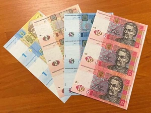 Ukraine, SET of UNCUT STRIPS x 3 PCS, 1 - 10 Hryven 2015 - 2018, UNC - Picture 1 of 3