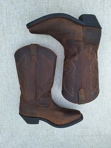Shyanne Womens Leather Cowboy Western Boots Size 8.5 Dark Brown Square Toe - Picture 1 of 11