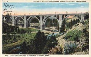 Postcard Latah Creek Bridge Spokane Washington WA 1917 WB - Picture 1 of 2