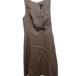Valerie Bertinelli Kleid Damen 8 100% Leinen braun V-Ausschnitt ärmellos Lagenlook - Bild 1 von 6