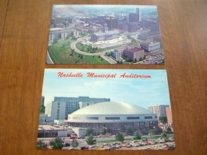 Ariel View Nashville & Nashville Municipal Auditorium  60's Postcards Lot of 2  - Picture 1 of 5
