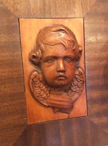 19th Century Carved wood putti cherub in frame art picture treen - Picture 1 of 7