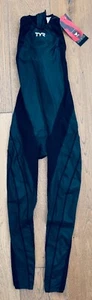 TYR Men's 28 Black Tracer A7 Zip Back Full Rubber Swim Skin Suit USA Made New - Picture 1 of 10