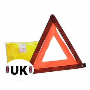 Warning Triangle High Viz Vest UK Sticker Euro Travel Car Kit Euro Driving - Picture 1 of 4