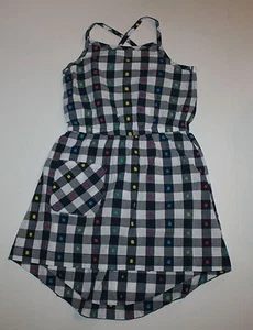 NEW Hanna Andersson Girls 120 8 year Summer Navy Check Polka Dot Dress Poplin - Picture 1 of 2