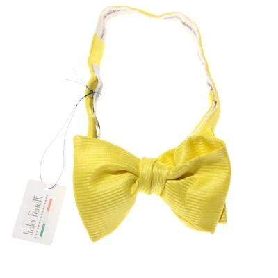 Italo Ferretti новый с Ярлыками галстук-бабочка регулируемый размер ярко желтый тональные полоски 100% шелк - Изображение 1 из 4