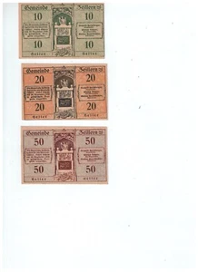 Notgeld Gmina Zeillern 10; 20 i 50 Heller - Zdjęcie 1 z 2
