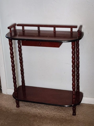 Mahogany Accent Side Table Dark Wood w/ Drawer 23x9x28 Vintage Cover