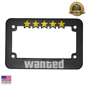 Wanted Level Motorcycle License Plate Frame, 5 Stars, 4x7 for Motorbike Fitment - Picture 1 of 5