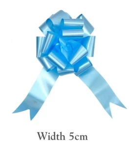 Celebrations, Occasions and Gift Wrapping POLY RIBBON PULL BOWS 50mm BABY BLUE - Picture 1 of 7