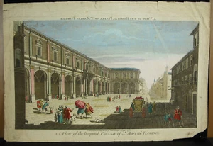 Estampe XVIIIe c1770 Hôpital Santa Maria Nuova Italie Firenze piazza St Mari - Picture 1 of 5