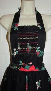 Hermoso! Delantal de Navidad para mujer Holly Poinsettia's Smocking nuevo sin etiquetas - Imagen 1 de 6