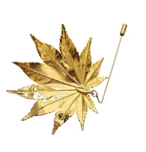 Gold Tone Gilded Dangle Leaf Stick Pin L970 - Picture 1 of 7