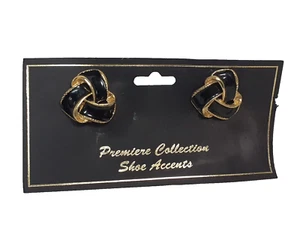 Vintage PREMIERE COLLECTION Shoe Clips Accents, Black With Gold Colored Edges, - Picture 1 of 6