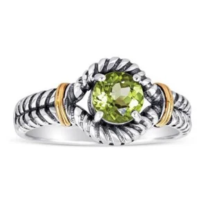 Anillo de oro y plata esterlina de 14 quilates con peridoto - Imagen 1 de 1