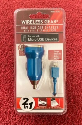 Двойное автомобильное зарядное устройство USB с кабелем синхронизации и зарядки - БЕСПЛАТНАЯ ДОСТАВКА - Изображение 1 из 3