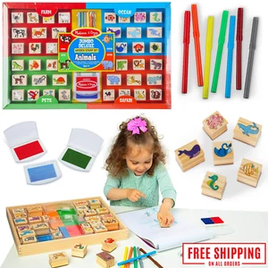 Melissa & Doug Jumbo Deluxe Haustiere Bauernhof Tiere Holzstempel Set Lernspiel - Bild 1 von 14
