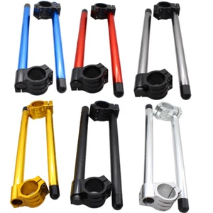 Universal Motorcycle CNC Clip-on Ons 7/8" Handlebars 48MM Fork Tube Riser/Normal - Foto 1 di 12